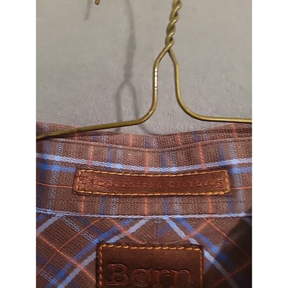 Born Børn Men’s Plaid Button Down Shirt Size Large Long Sleeve NWOT Casual - Picture 6 of 9